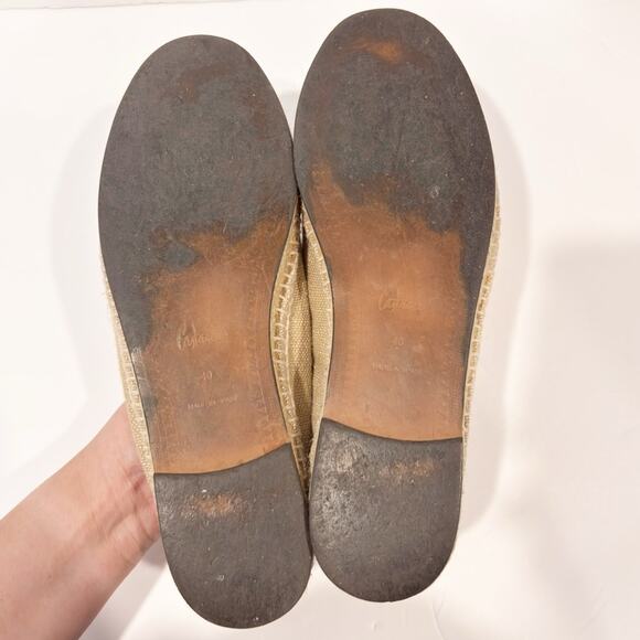 CASTANER SHOES BEIGE GREEN WOMEN FLAT ESPADRILLE SLIP ONS SIZE 40 OR 9 NO BOX - Picture 7 of 8
